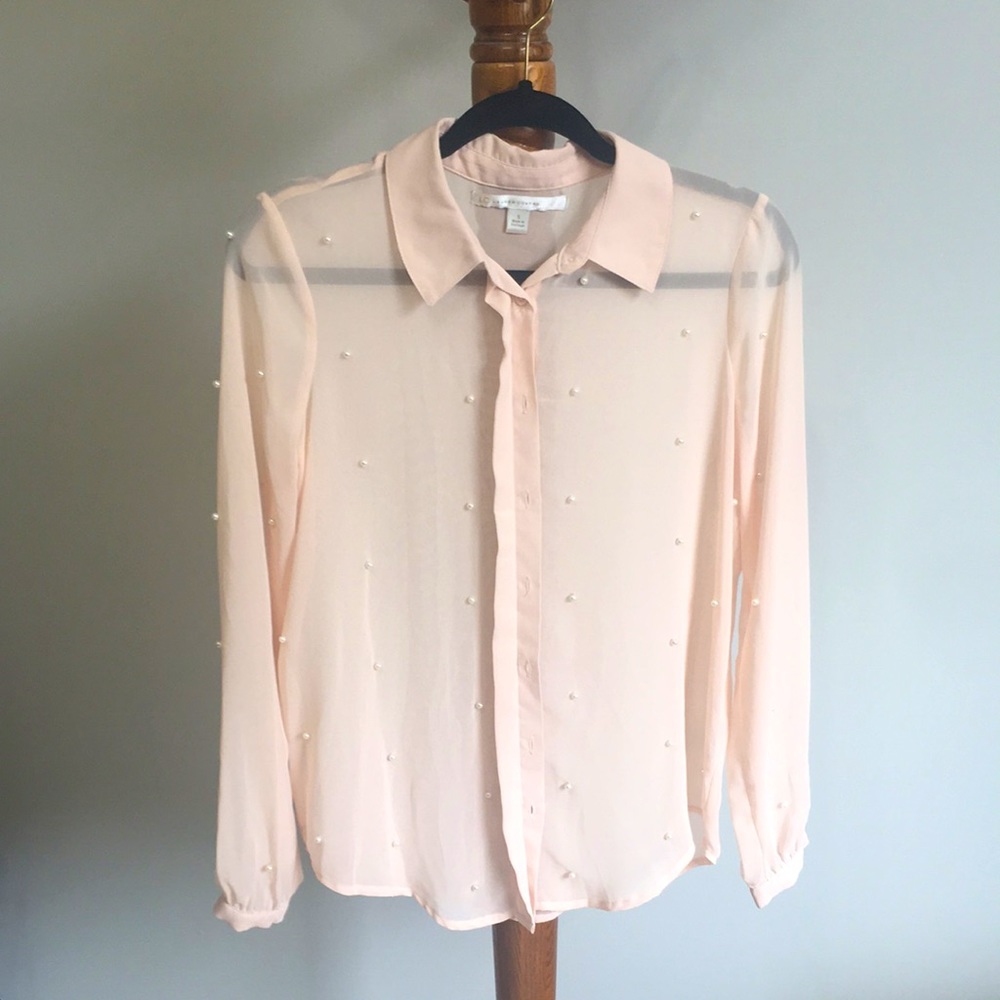 Lauren Conrad Button Up Pearl Shirt
